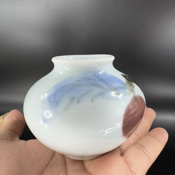 Vintage Hand Made Oriental Pottery Bud Vase Vessel Artist Marked Porcelain VTG - Picture 16 of 16